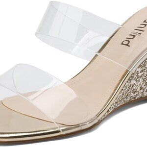 Wedge Sandals Women Clear Open Toe 2.5 Inch Heel Slip On Summer Shoes